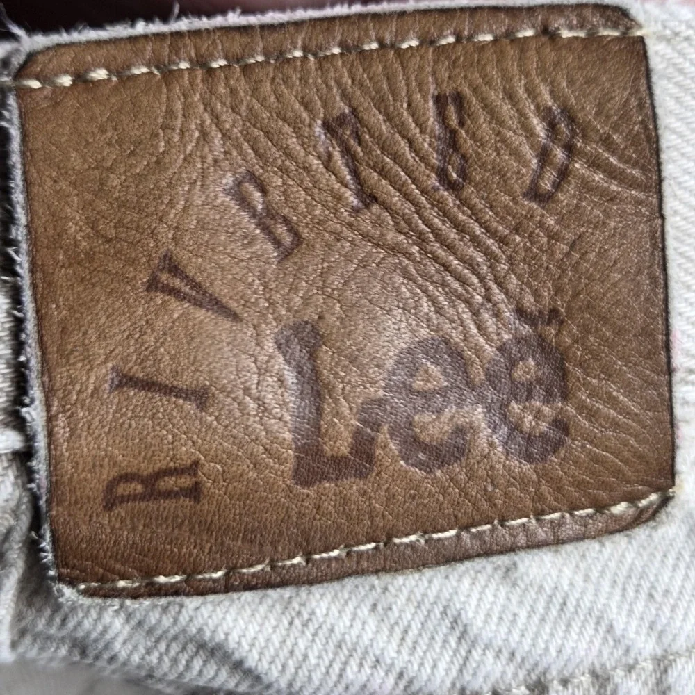 Lee Riveted Jeans Mens 45x29 Beige Relaxed Straight Denim‎ Pants Light Wash